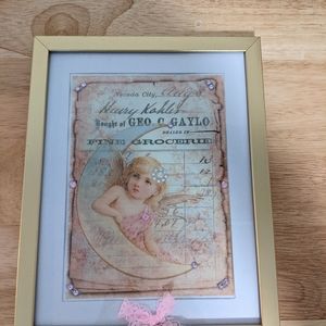Shabby chic angel image in gold frame